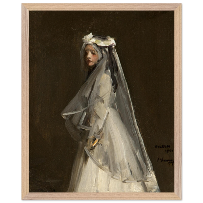 Eileen, Her First Communion (1901) by Sir John Lavery, art print in a wood frame, 40x50 cm