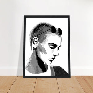 Captivating Sinead O'Connor Vintage Music Wall Art Poster, Retro Decor featuring an iconic portrait of the emotional Irish singer. Art Print by a female artist, making it a unique and timeless home decor piece.