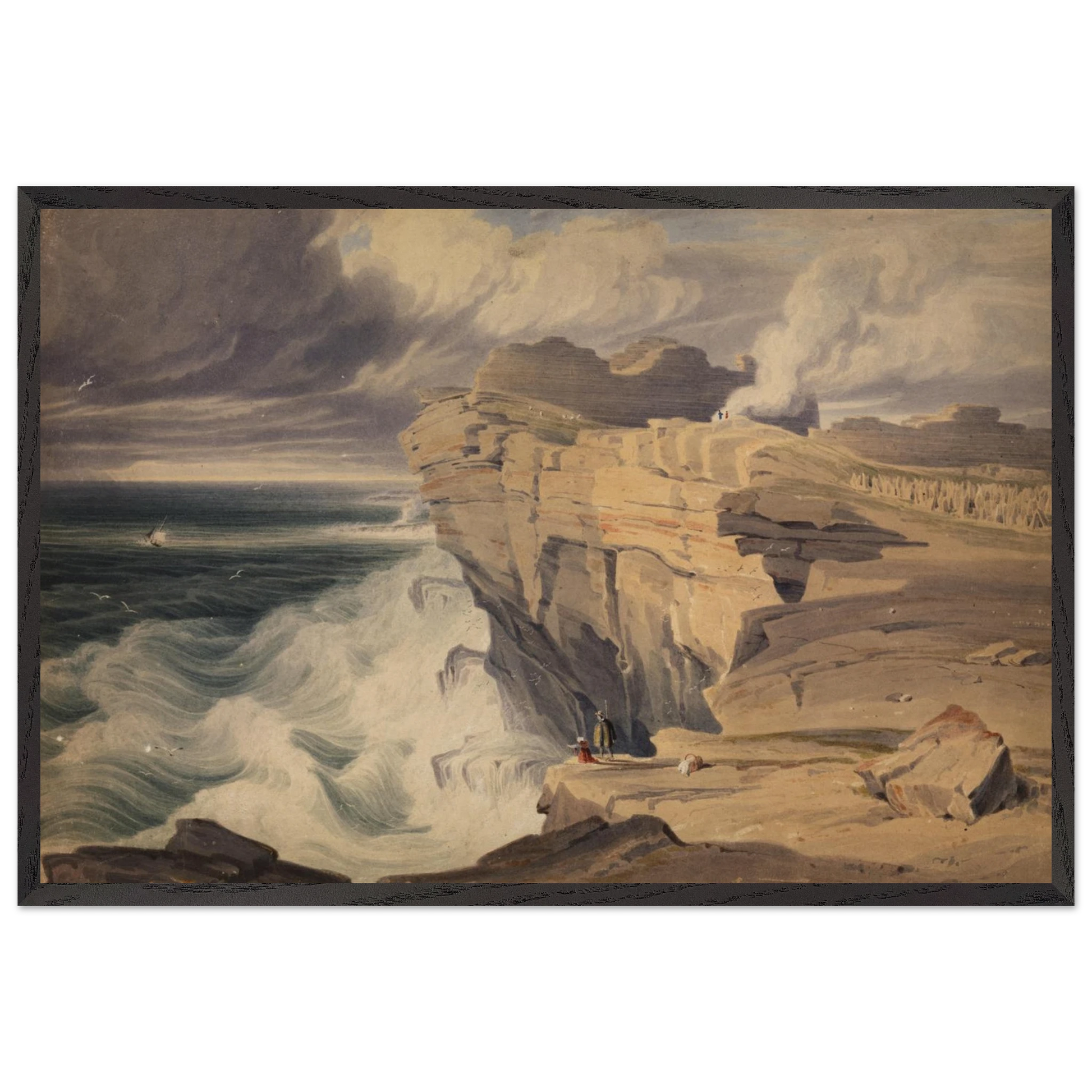 60×90 cm – Dún Aonghasa, Inis Mór by George Petrie – 60×90 cm black frame museum-quality art print