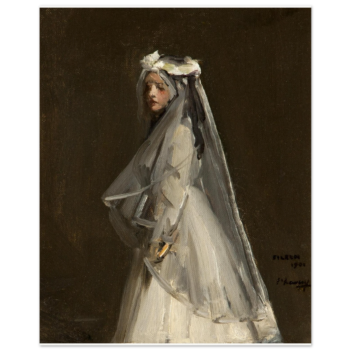 Eileen, Her First Communion (1901) by Sir John Lavery, unframed art print, 40x50 cm