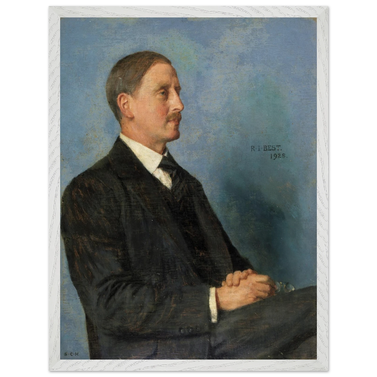 Portrait of Richard Irvine Best by Sarah Cecilia Harrison, art print in a white frame, 45x60 cm