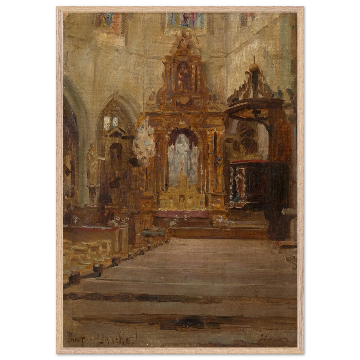 Nave of Notre-Dame-des-Arts, Pont-de-l'Arche, by Sir John Lavery, art print in a wood frame, 70x100 cm