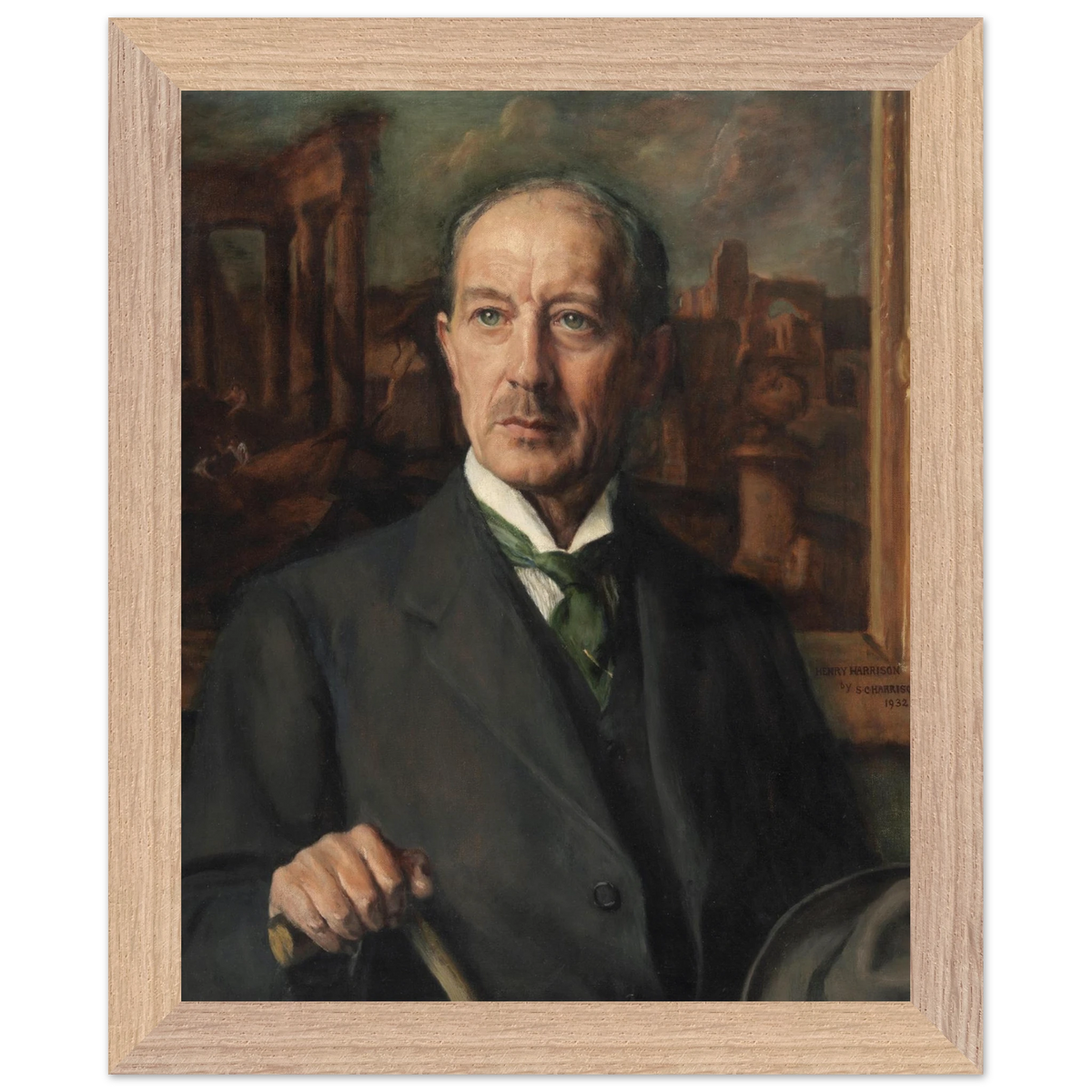 Portrait of Henry Harrison by his sister Sarah Cecilia Harrison, art print in a wood frame, 20x25 cm