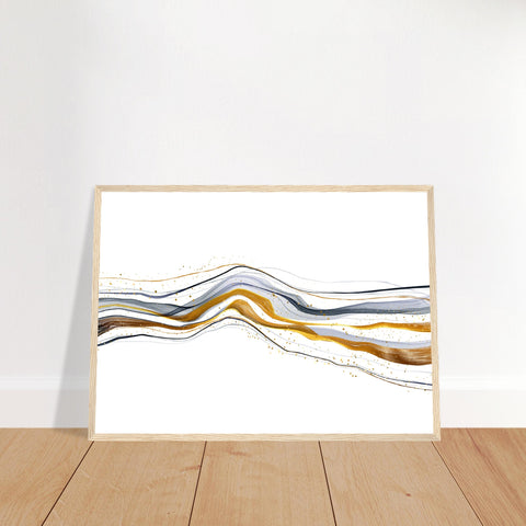 Minimalist Abstract Modern Style Black & Gold Contemporary Art Wooden Framed Print