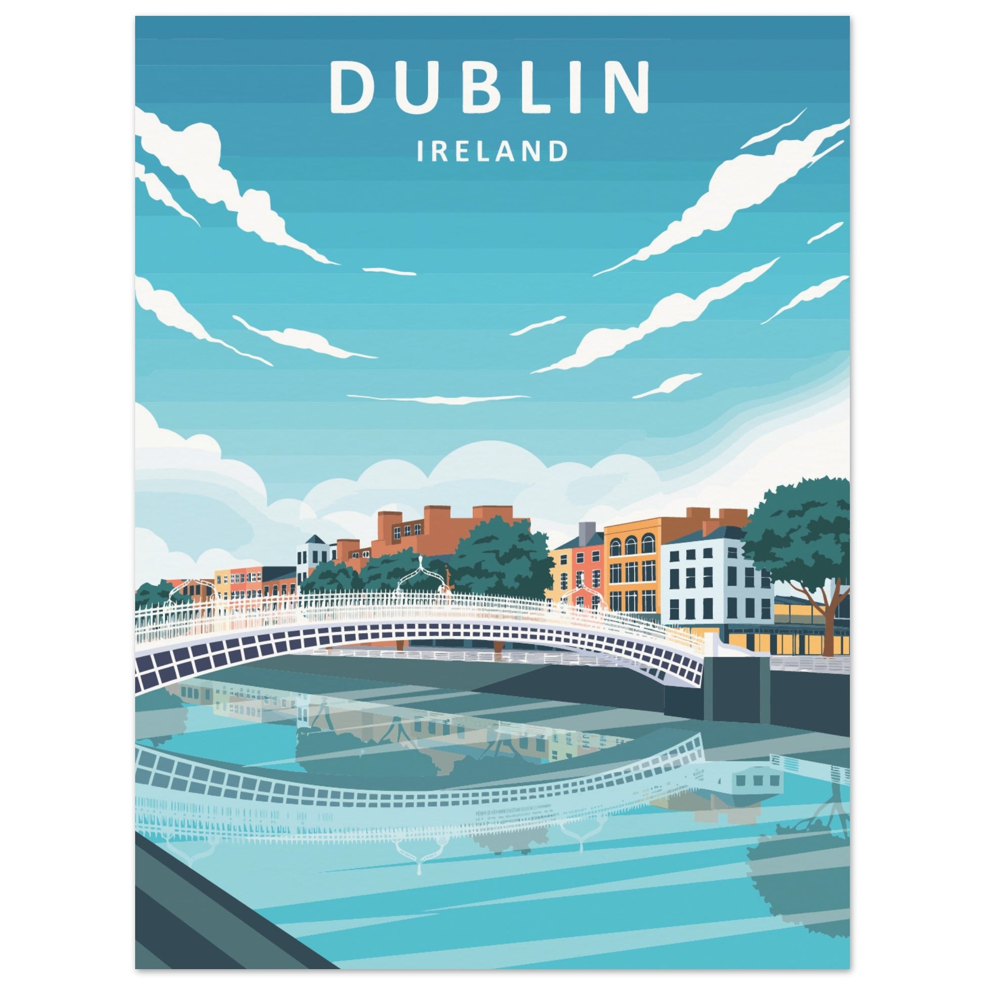 Dublin City Ireland Retro Travel Framed Art Print – view 20 | Buy Irish Art