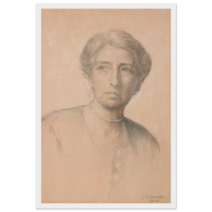 Drawing of the pianist Edith Best, née Oldham, by Sarah Cecilia Harrison, art print in a white frame, 30x45 cm
