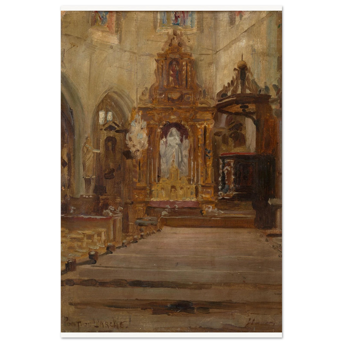 Nave of Notre-Dame-des-Arts, Pont-de-l'Arche, by Sir John Lavery, unframed art print, 30x45 cm