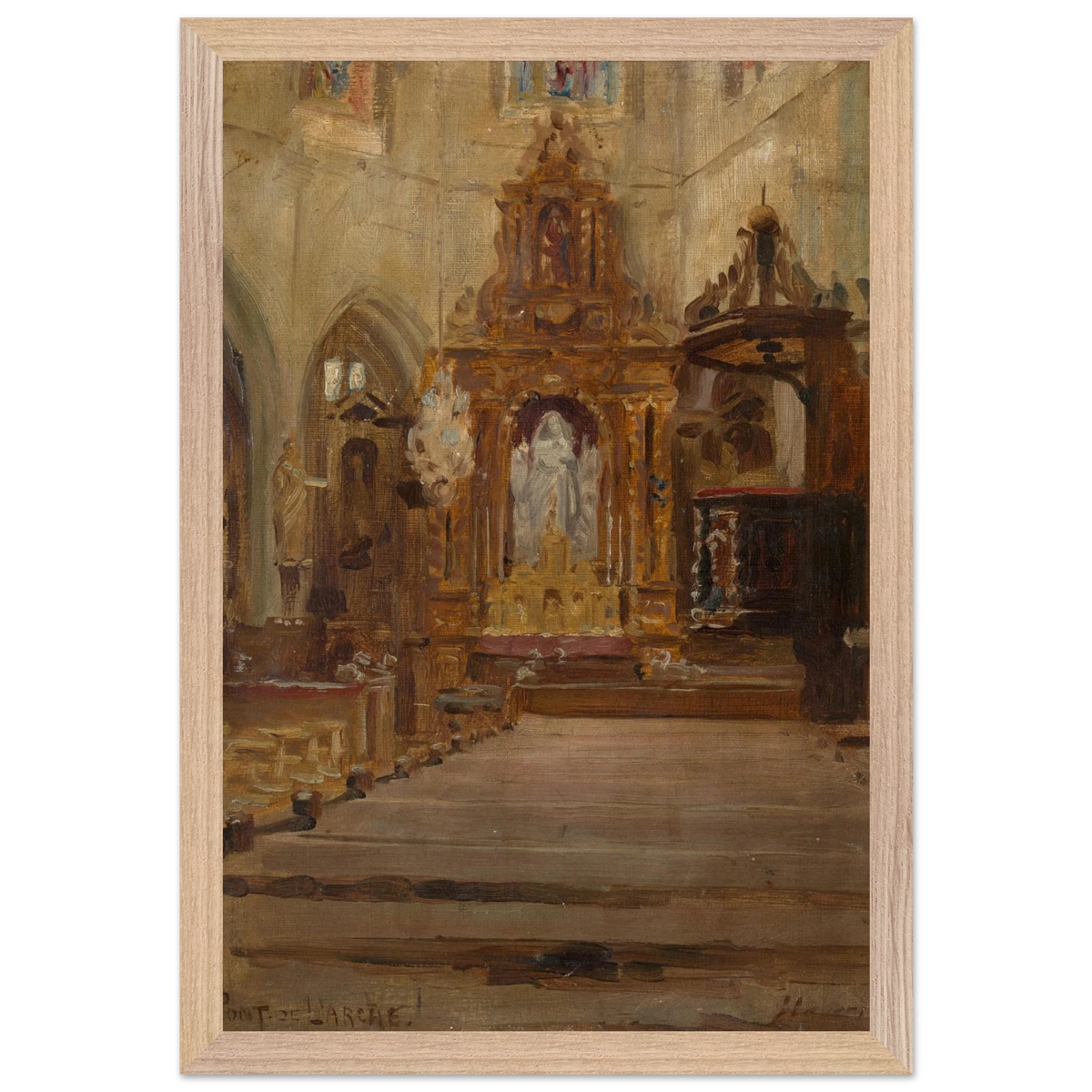 Nave of Notre-Dame-des-Arts, Pont-de-l'Arche, by Sir John Lavery, art print in a wood frame, 30x45 cm