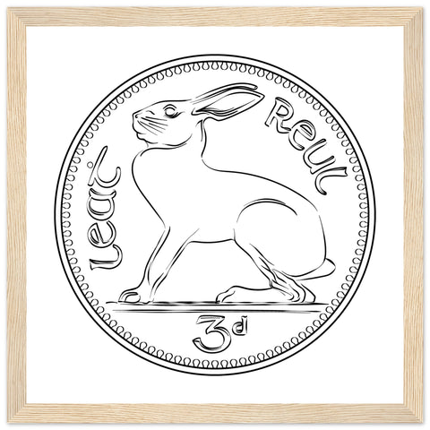 Alte Dreipence-Münze Irischer Hase-Druck
