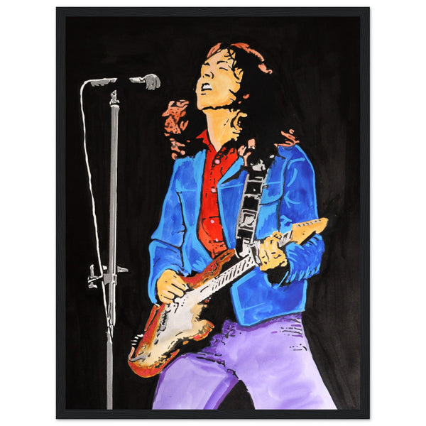 Rory Gallagher with this framed art print. Capturing his electrifying stage presence, it infuses your space with music history. A must-have for fans and collectors, 