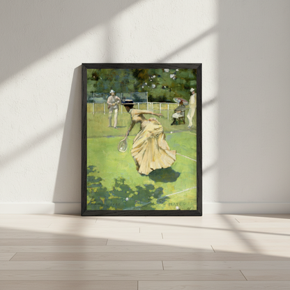 Played!! by Sir John Lavery in a black frame leaning against a white wall on a pale floor