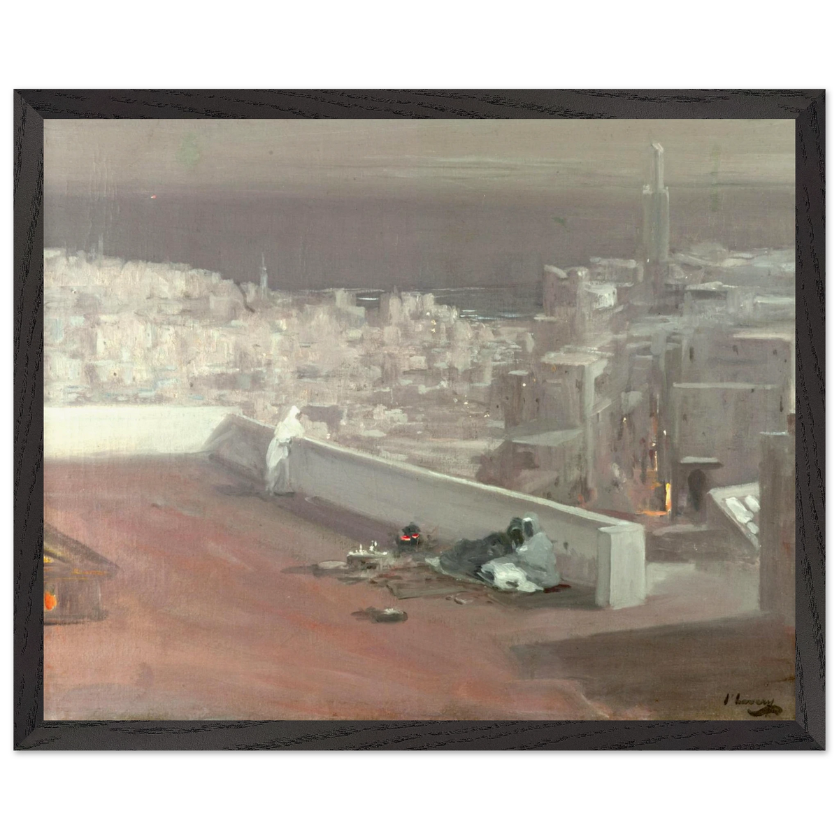 Night, Tangier by Sir John Lavery, art print in a black frame, 40x50 cm