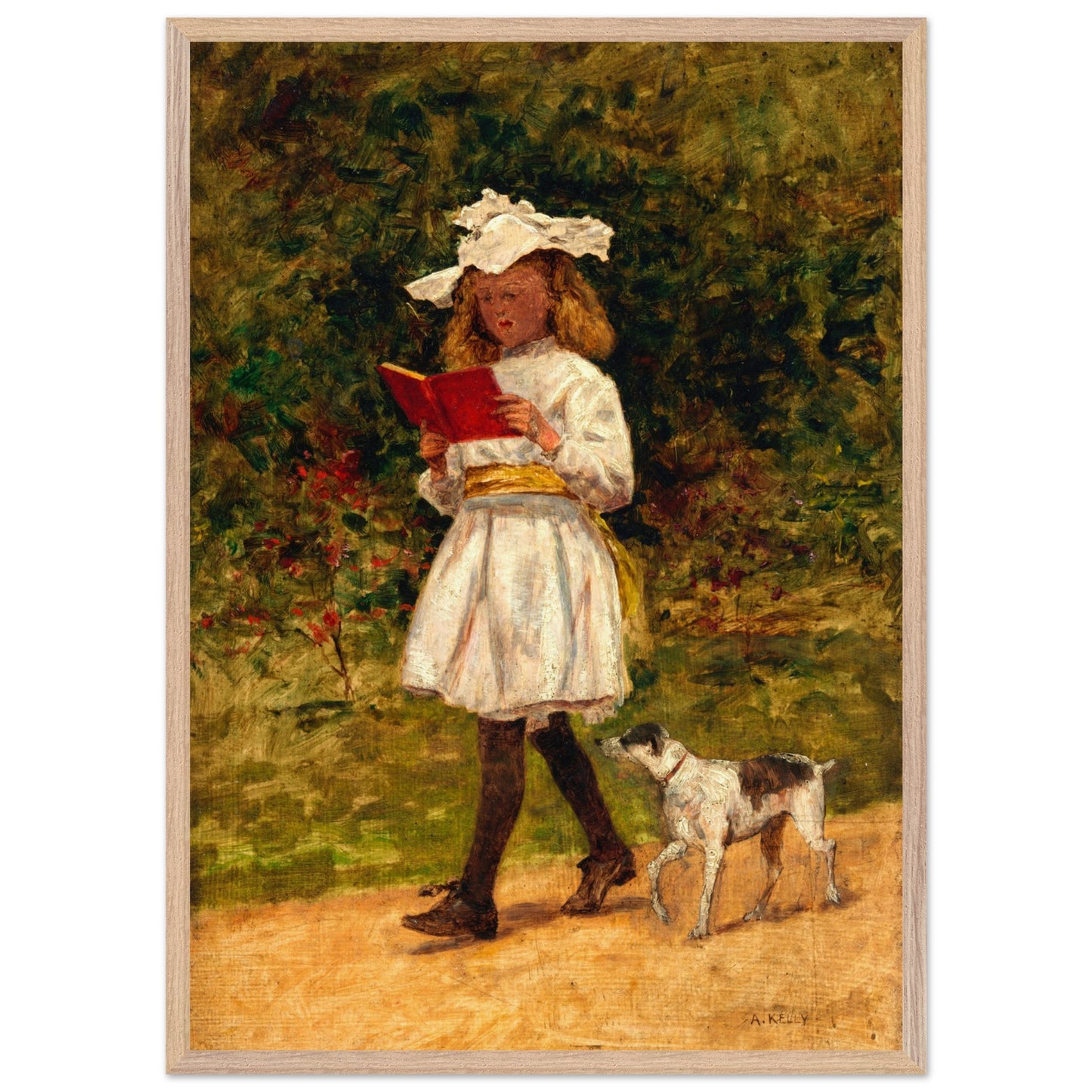 A Young Girl Reading by Aloysius O'Kelly Art Print (view 6)