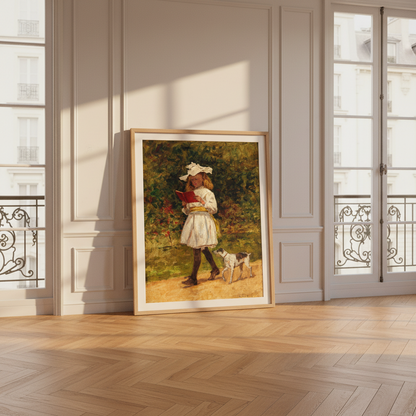 A Young Girl Reading by Aloysius O'Kelly Art Print (view 4)