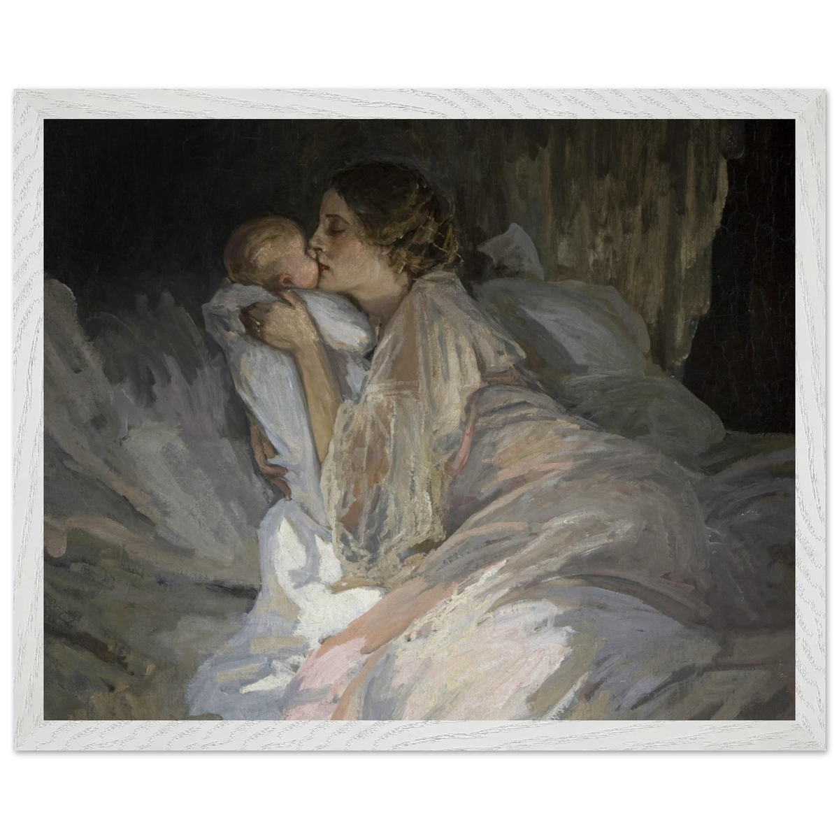 The Mother (1909) by Sir John Lavery, art print in a white frame, 40x50 cm