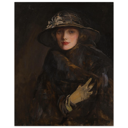 A Lady in Brown (1920) by Sir John Lavery archival unframed art print, 40×50 cm, museum-quality matte paper.