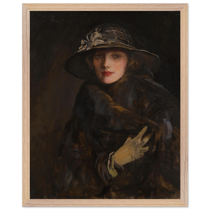 A Lady in Brown by Sir John Lavery Irish art print 40x50 cm in oak frame Collector’s Edition