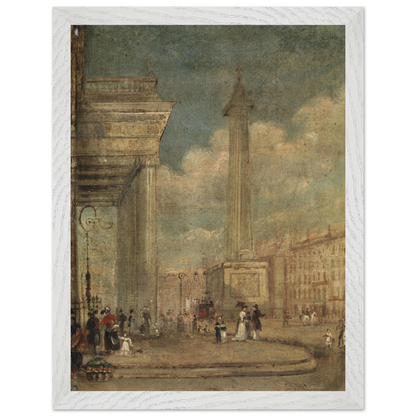 A View of O’Connell Street, Dublin by George Petrie framed in a white FSC wood frame, 30×40 cm.