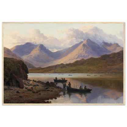 Framed museum-quality print of A View of the Killaries, from Leenane by Bartholomew Colles Watkins, capturing Ireland’s scenic fjord, tranquil waters, and rugged Connemara mountains. Buy Irish At