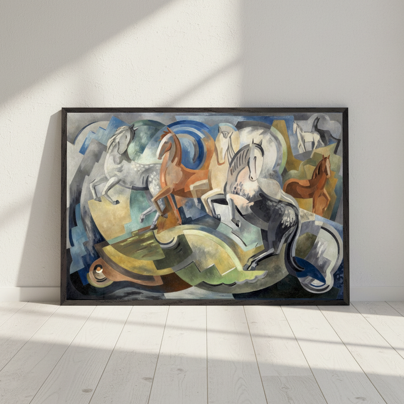 Achill Horses (1941) – Mainie Jellett Irish Black Framed Art Print