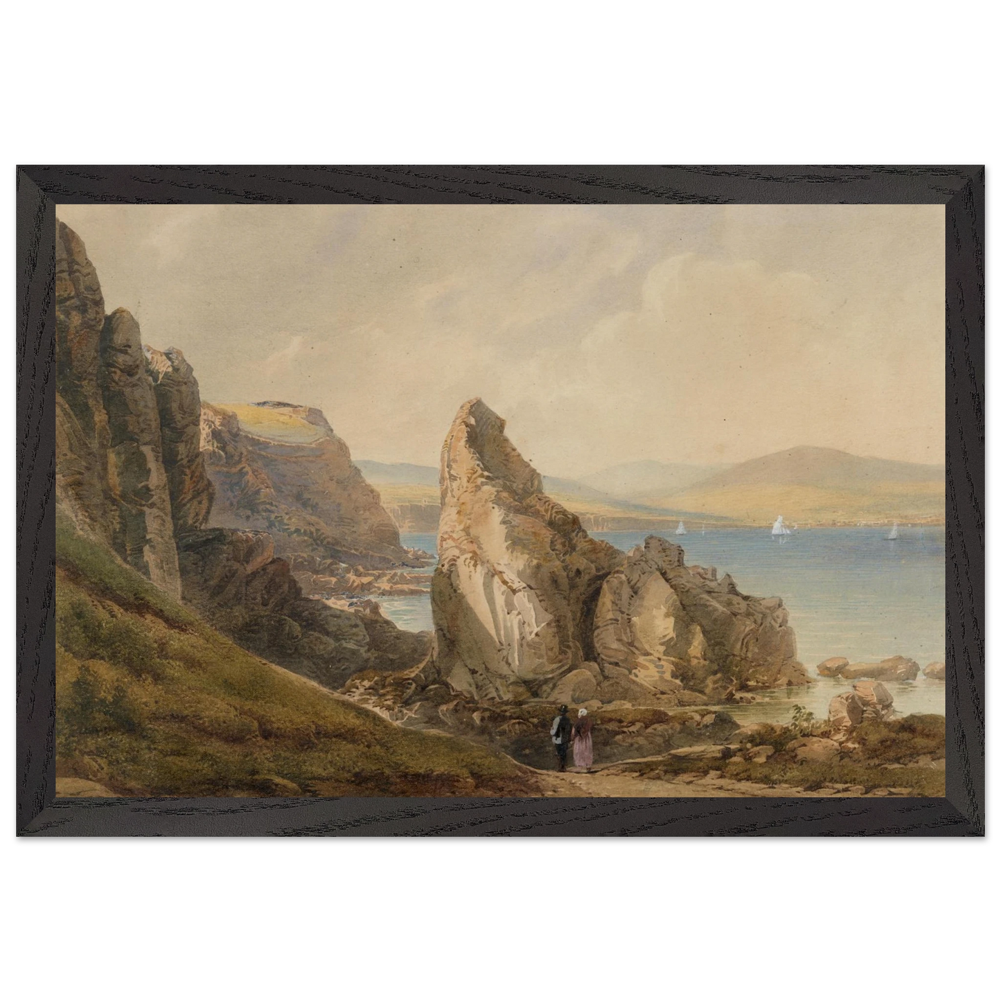 Black Wooden Framed reproduction of A Bay near Howth by Henry Newton from the National Gallery of Ireland