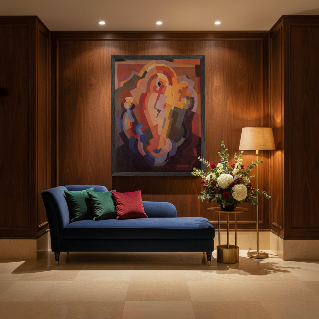 Irish art in a boutique Dublin hotel lobby