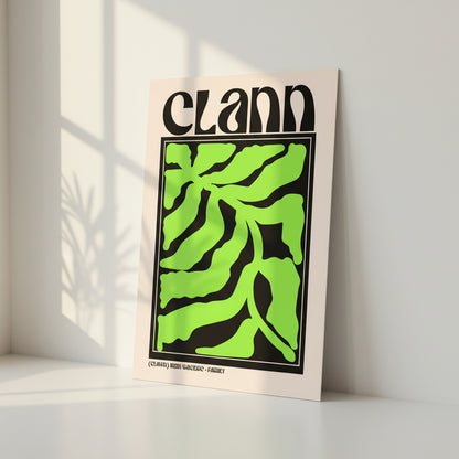 Clann – Irish Family Print | Gaelic Wall Art & Irish Home Decor, Unframed print in soft window light casting dappled shadows. Warm, natural, premium lifestyle look.