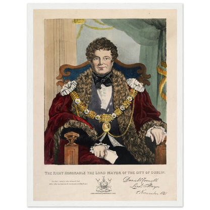 Daniel O’Connell historical portrait in white frame, archival photographic reproduction