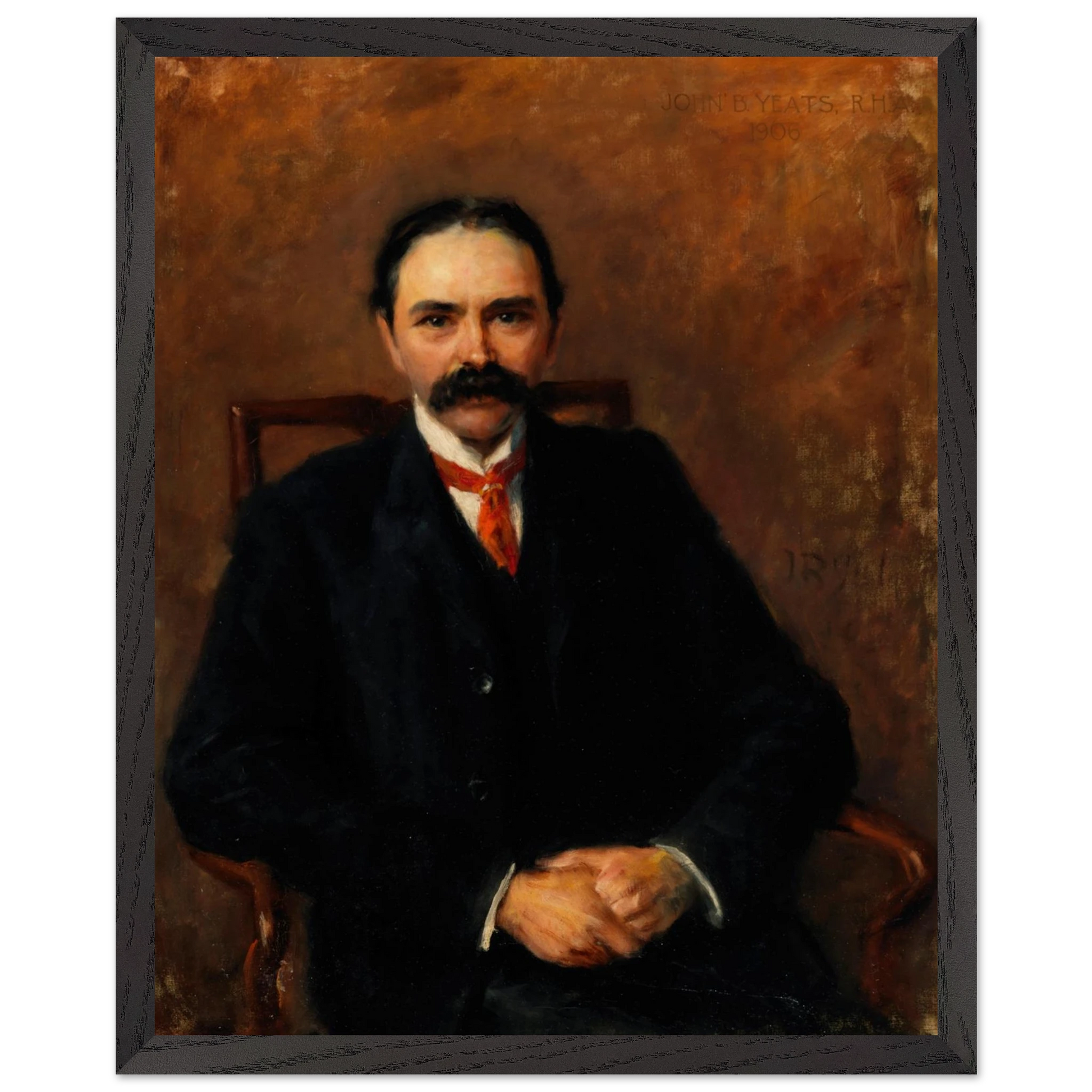 Douglas Hyde portrait framed print in black frame – 40×50 cm museum-quality Irish heritage art
