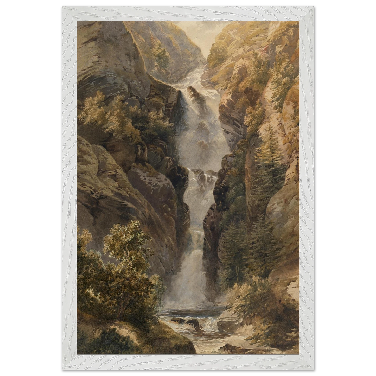 Esna Larach Glenariff Waterfall framed white wall art