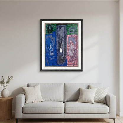 Four Element Composition by Mainie Jellett – 40x50 cm black hardwood framed Collector’s Edition museum-quality print, vertical abstract composition.