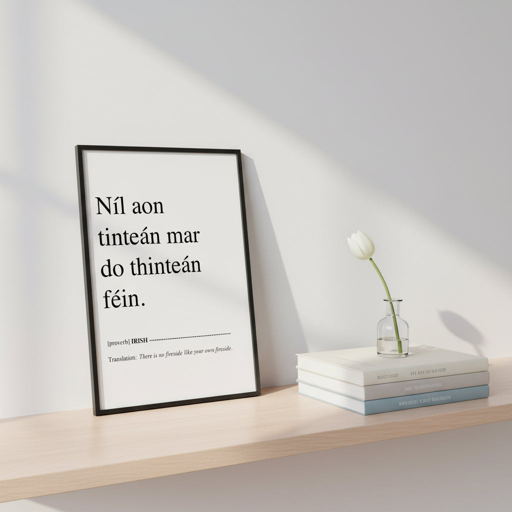 Níl Aon Tinteán Print | Irish Proverb, No Place Like Home