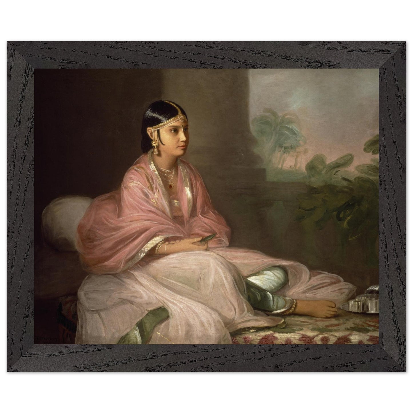 Framed fine art reproduction of Thomas Hickey’s “An Indian Lady, perhaps Jemdanee” — archival print with classic small black frame