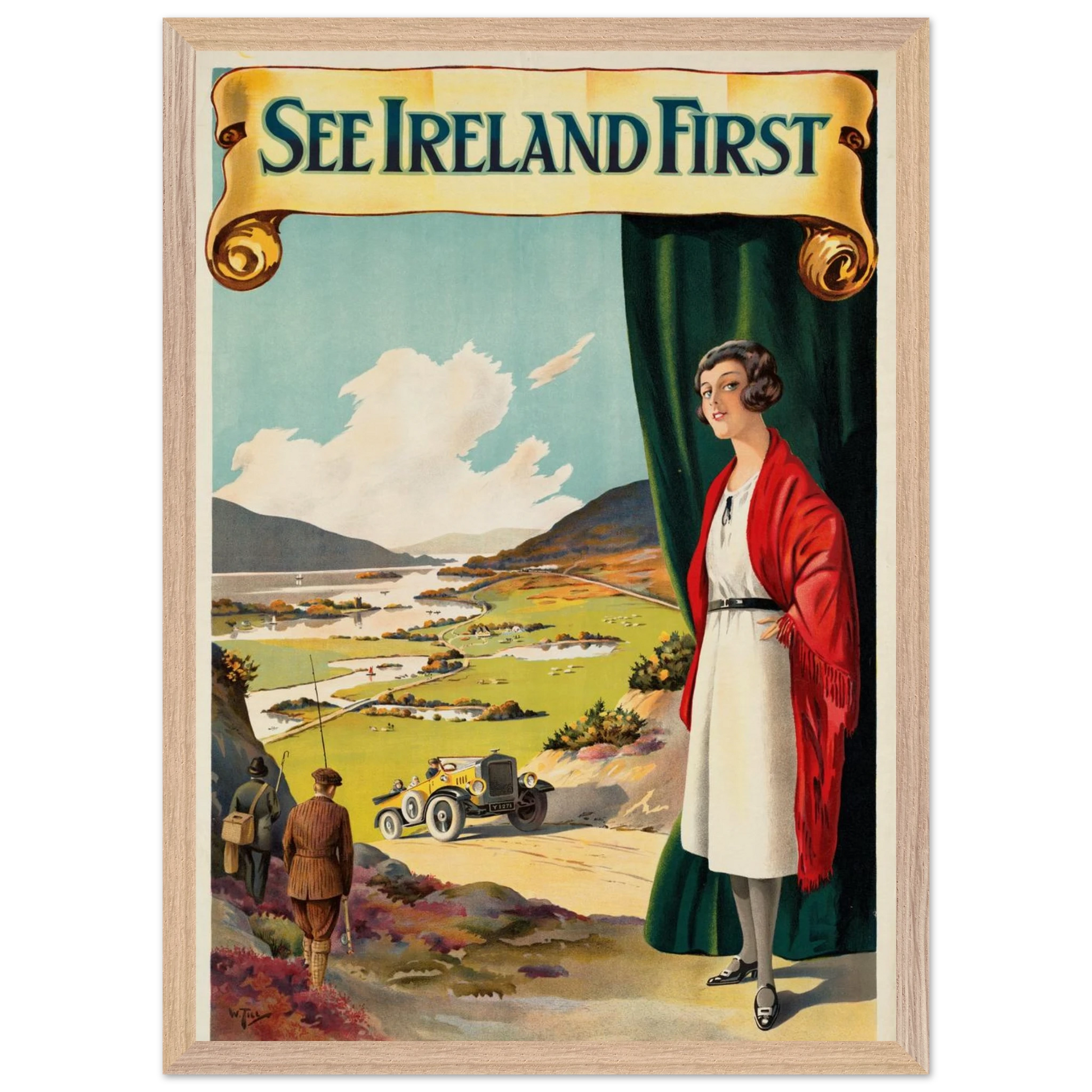 See Ireland First Irish travel poster by Walter Till in natural oak frame – collector’s edition wall art
