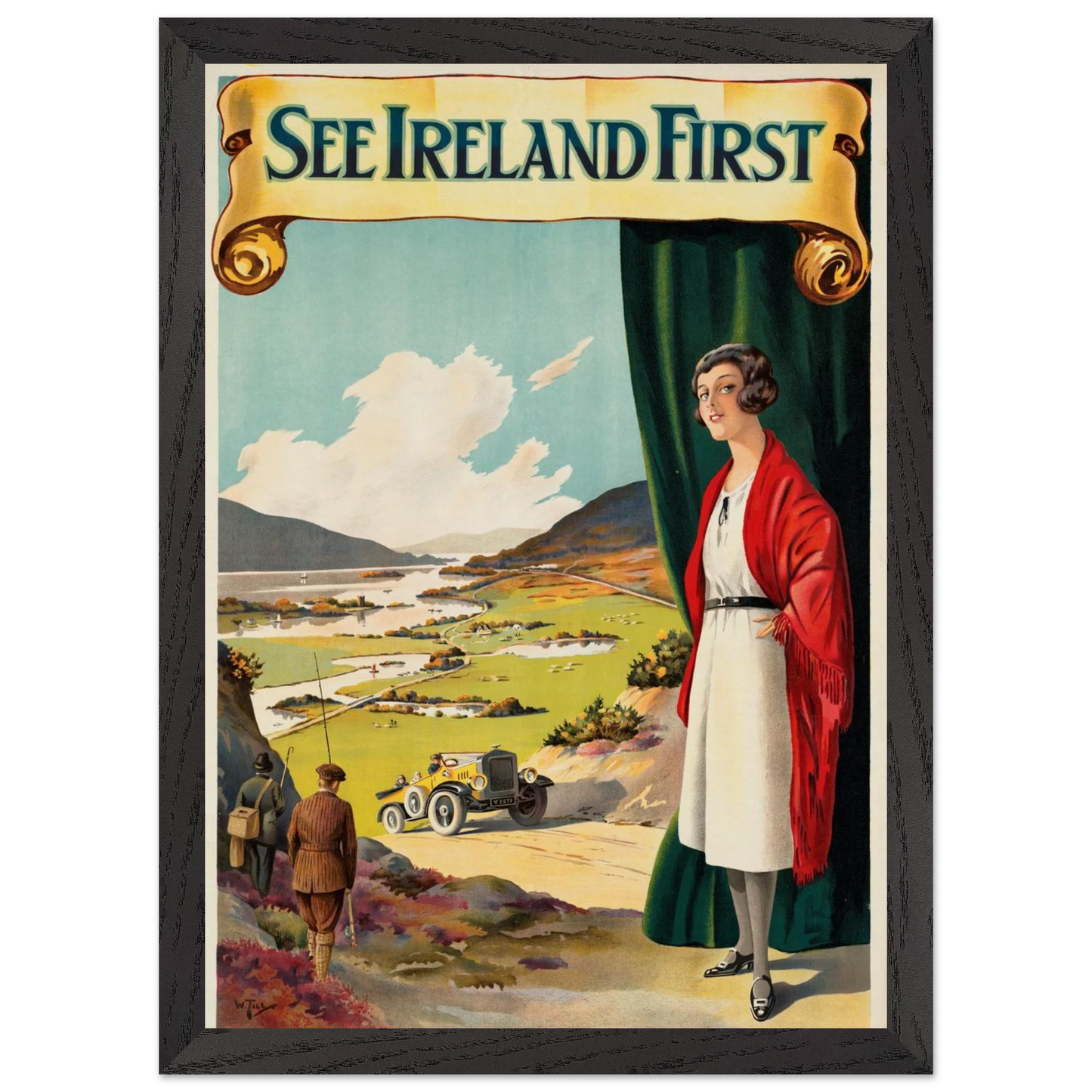 See Ireland First vintage Irish travel poster in black frame – museum-quality collector’s art print