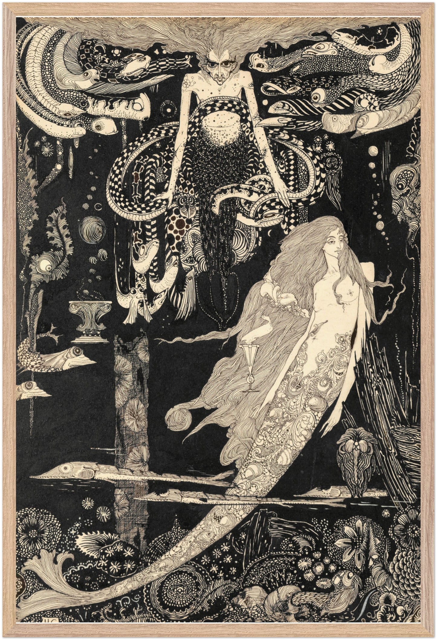 La Petite Fille de la Mer par l'artiste irlandais Harry Clarke Impression d'art