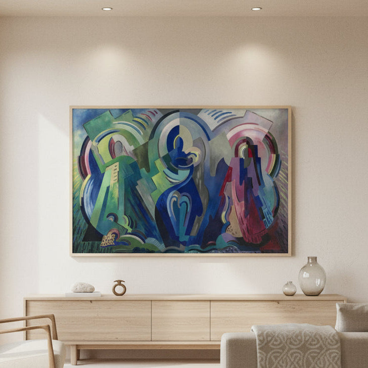 The Virgin of Éire by Mainie Jellett – Irish Modernist art print displayed in a contemporary living room