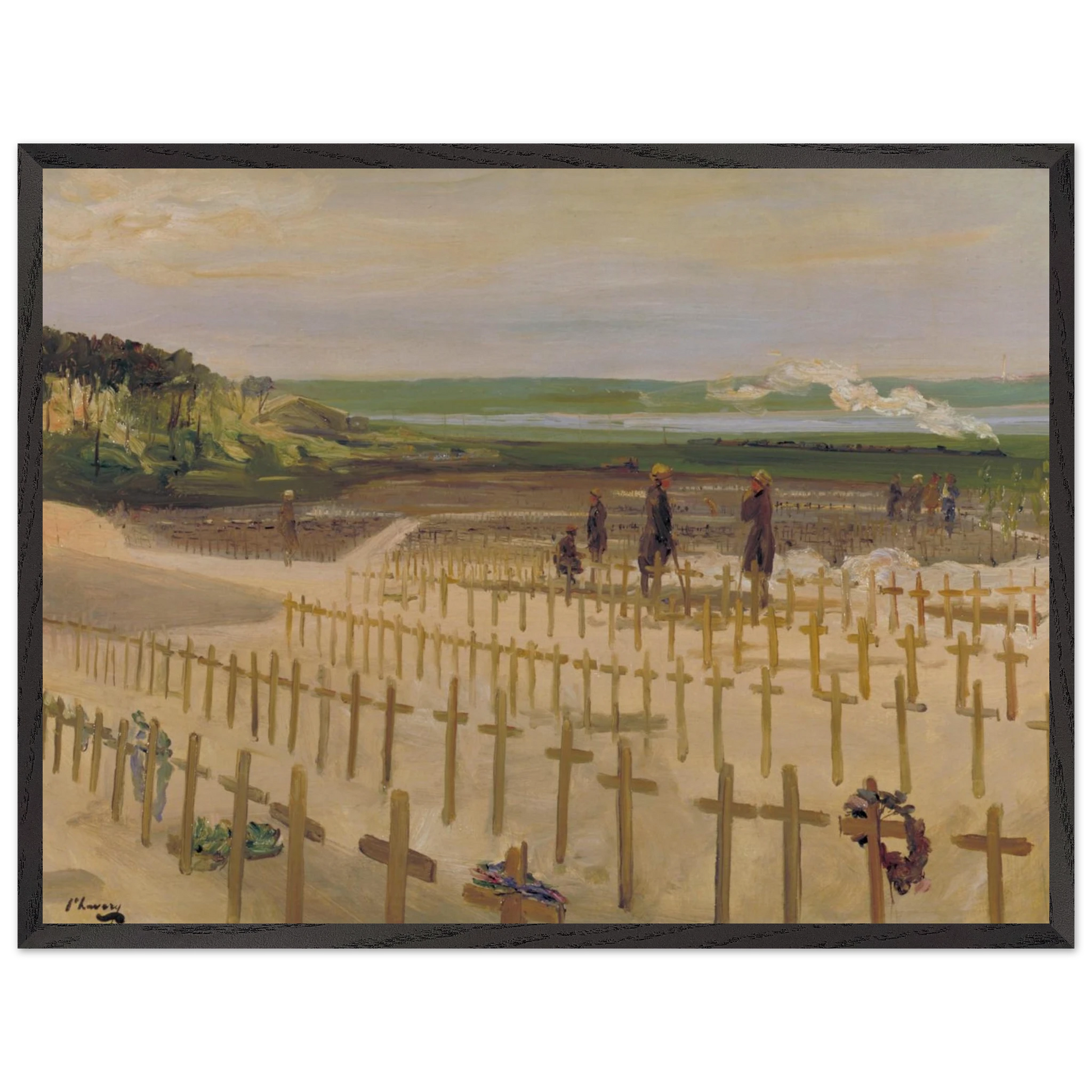 The Cemetery Etaples by Sir John Lavery framed Irish art print in black gallery frame 60x80 cm