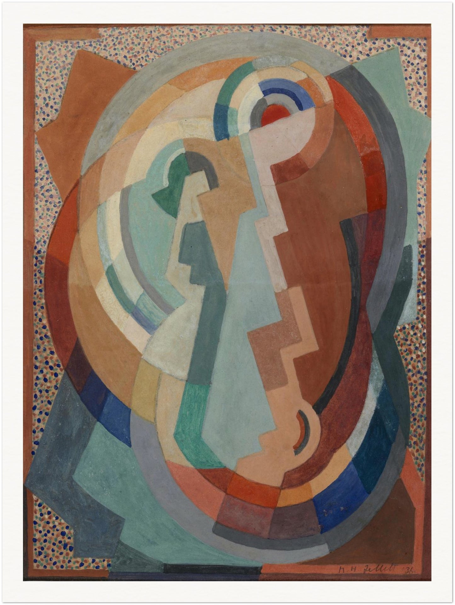 La Vierge à l'Enfant de l'artiste irlandais Mainie Jellett, impression d'art abstrait