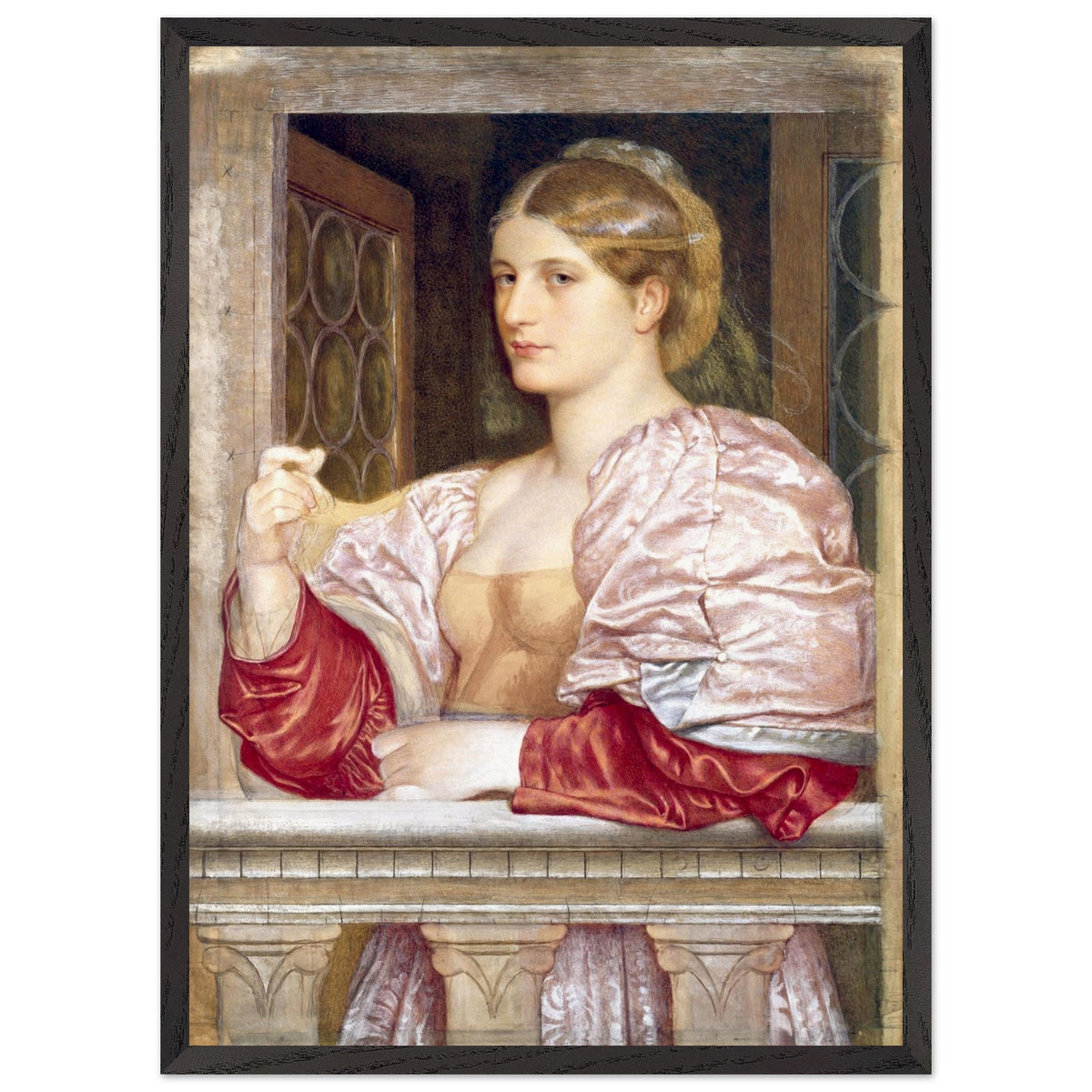 A Venetian Lady by Frederic William Burton in a black frame