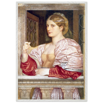 A Venetian Lady by Frederic William Burton in a white frame on a plain background