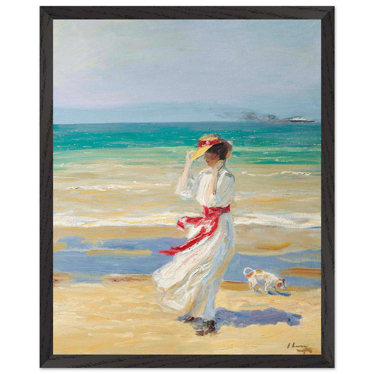 A Windy Day by Sir John Lavery art print in a black wooden frame