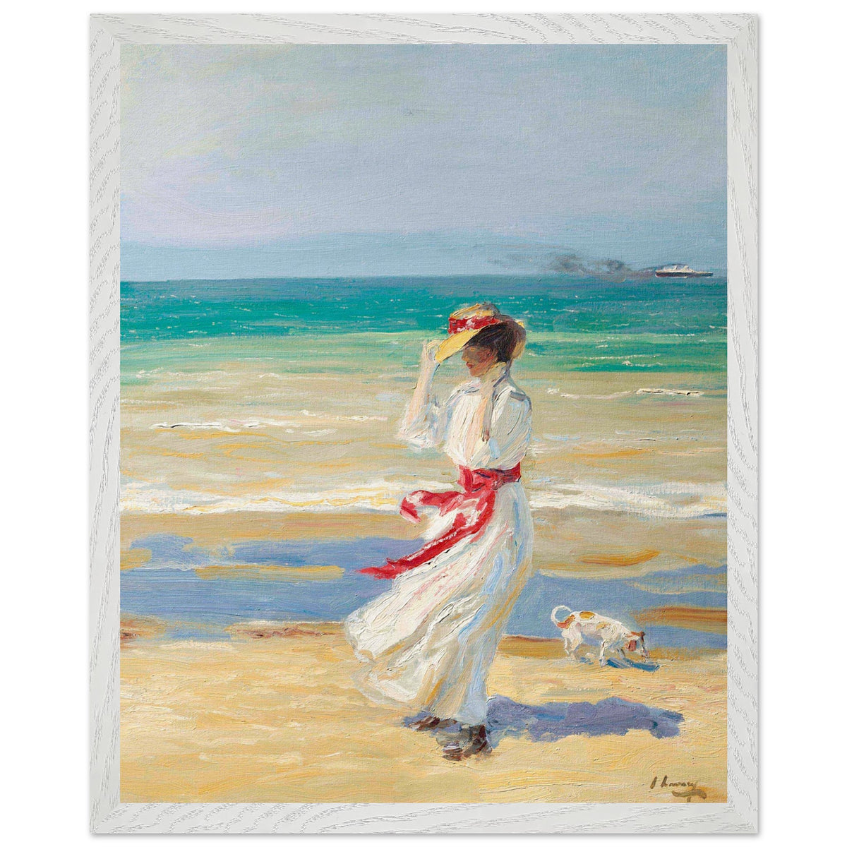 A Windy Day by Sir John Lavery framed print in a white frame