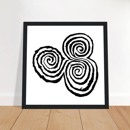 Newgrange Carving Triskelion Tri-Spiral Ancient Megalithic Symbol Encadré Walll Art Print