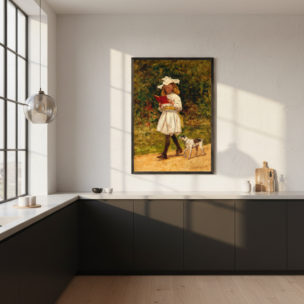 A Young Girl Reading by Aloysius O'Kelly Art Print (view 3)