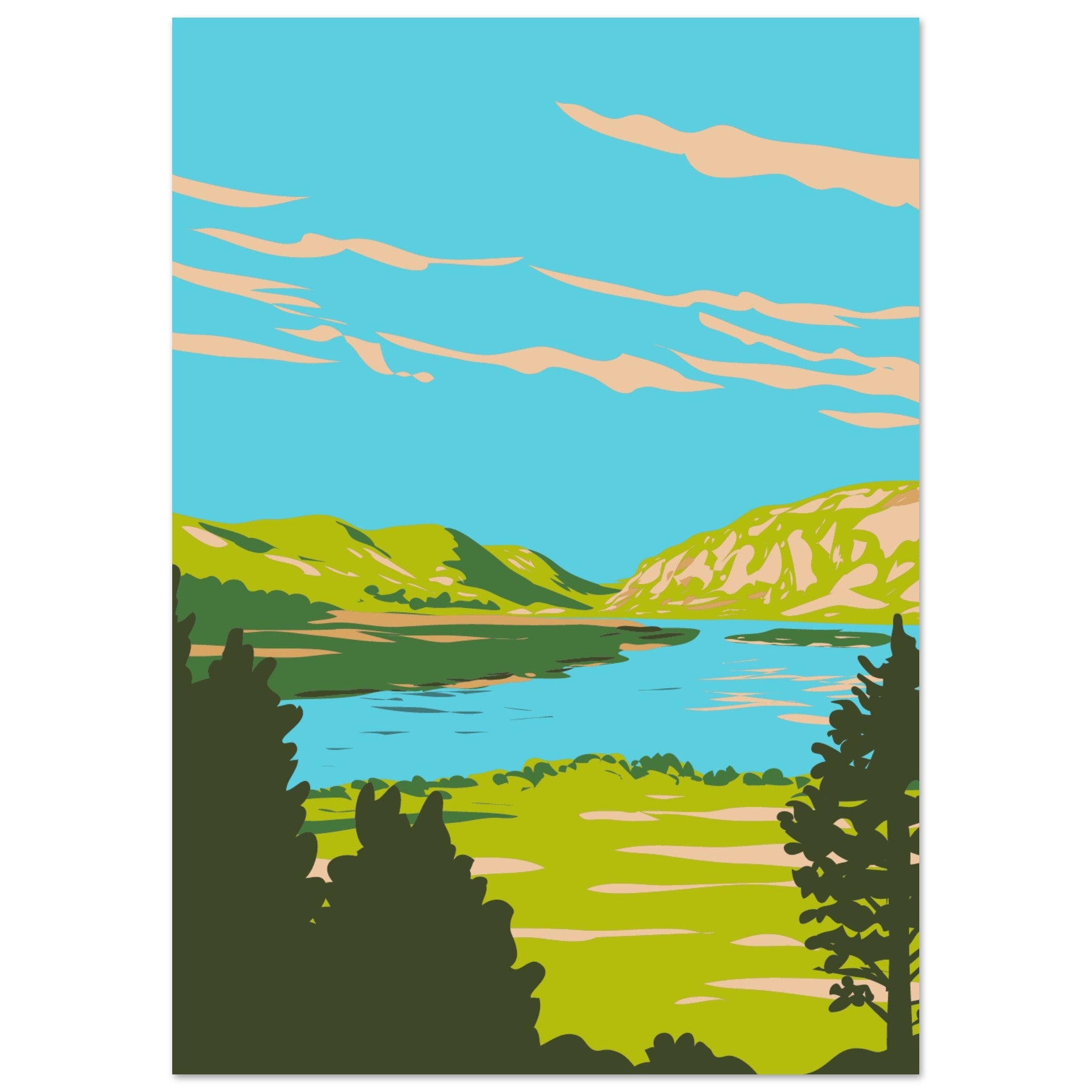 Lough Veagh at Glenveagh National Park in County Donegal Ireland Art Deco Poster