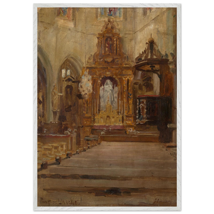 Nave of Notre-Dame-des-Arts, Pont-de-l'Arche, by Sir John Lavery, art print in a white frame, 70x100 cm
