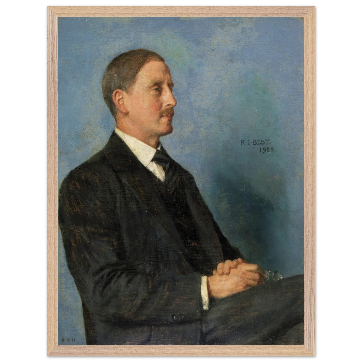 Portrait of Richard Irvine Best by Sarah Cecilia Harrison, art print in a wood frame, 45x60 cm