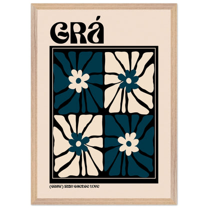 Grá Irish 'love' art print — minimalist navy and cream design by Buy Irish Art