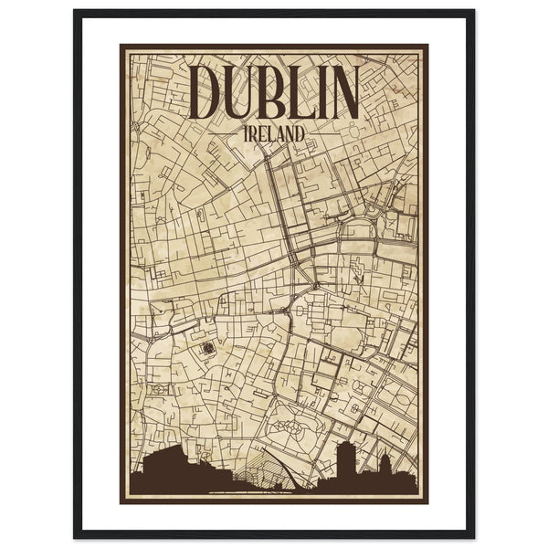 Dublin Vintage Stadtplan Drucken